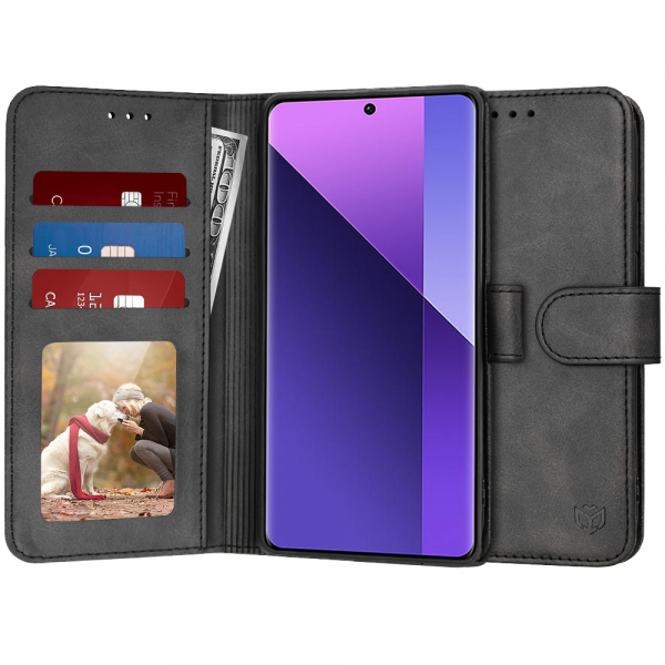 Husa pentru Xiaomi Redmi Note 13 Pro+, Techsuit, Diary Book, Neagra Husa pentru Xiaomi Redmi Note 13 Pro+, Techsuit, Diary Book, Neagra