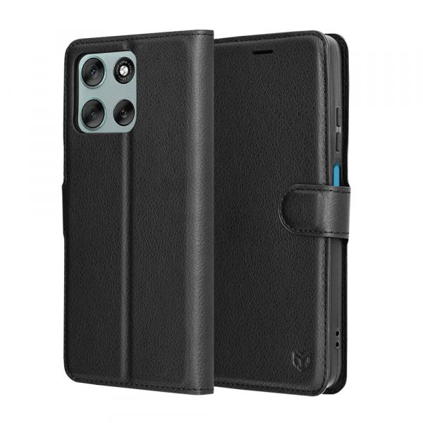 Husa pentru Motorola Moto G56, Techsuit, Leather Folio, Neagra Husa pentru Motorola Moto G56, Techsuit, Leather Folio, Neagra