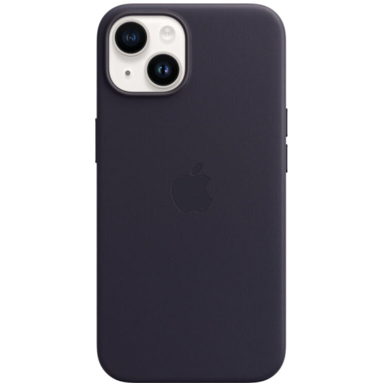 Husa de protectie Apple Leather Case with MagSafe pentru iPhone 14, Ink