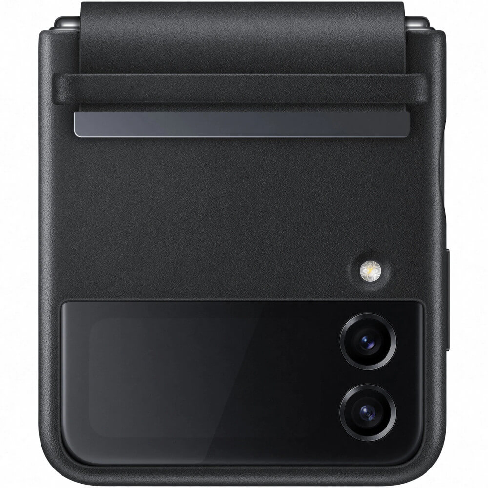Husa de protectie Samsung Flap Leather Cover pentru Galaxy Z Flip4, Negru Husa de protectie Samsung Flap Leather Cover pentru Galaxy Z Flip4, Negru