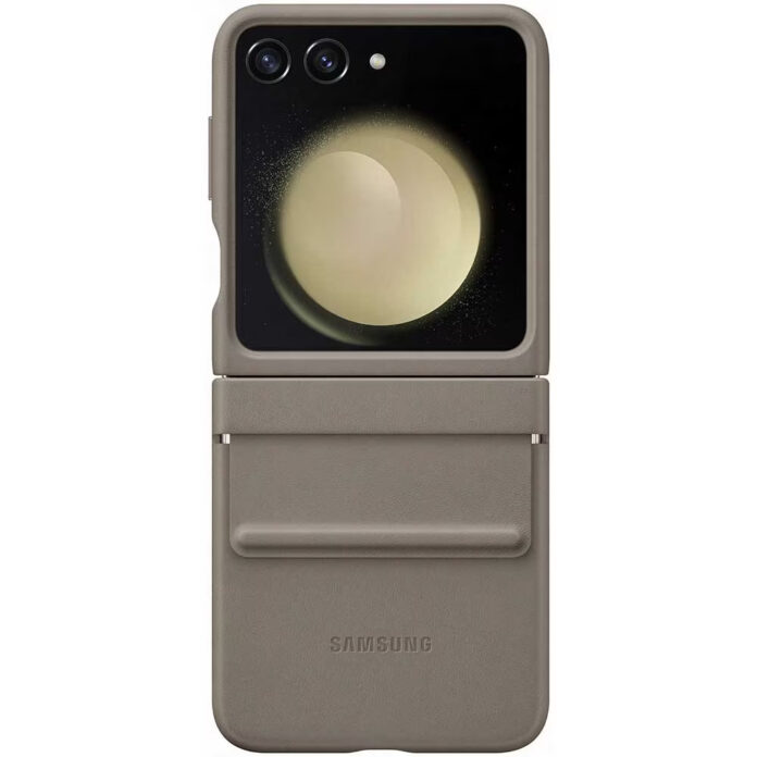 Husa de protectie Samsung pentru Galaxy Z Flip5, Flap-Eco Leather, Etoupe Husa de protectie Samsung pentru Galaxy Z Flip5, Flap-Eco Leather, Etoupe