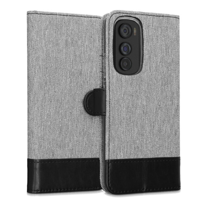 Husa Kwmobile pentru Motorola Edge 30, Textil, Gri/Negru, 58533.22
