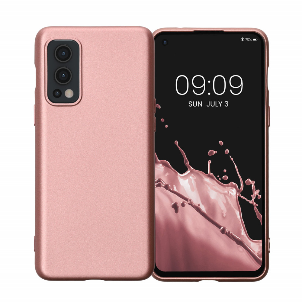Husa Kwmobile pentru OnePlus Nord 2 5G, Silicon, Rose Gold, 57508.31