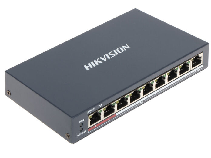 Switch PoE 8 porturi Hikvision DS-3E0109P-E(C), Fast Ethernet, 1 port RJ45 10/100Mbps, transmisie pana la 300m, pentru supraveghere video Switch PoE 8 porturi Hikvision DS-3E0109P-E(C), Fast Ethernet, 1 port RJ45 10/100Mbps, transmisie pana la 300m, pentru supraveghere video