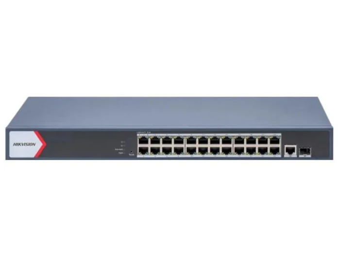 Switch PoE 24 porturi Gigabit, Hikvision DS-3E1526P-EI, putere PoE 370W, transmisie 300m, protectie supratensiune Switch PoE 24 porturi Gigabit, Hikvision DS-3E1526P-EI, putere PoE 370W, transmisie 300m, protectie supratensiune