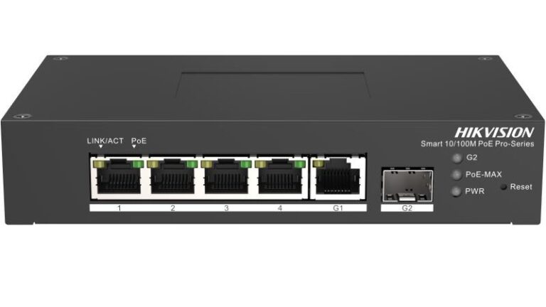 Switch 4+1 POE  Hikvision DS-3T1306P-SI/HS, 60W, cu management
