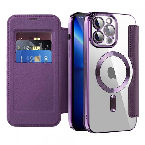 Husa MagSafe pentru Apple iPhone 13 Pro, Techsuit SmartMag Book (Mov) Husa MagSafe pentru Apple iPhone 13 Pro, Techsuit SmartMag Book (Mov)