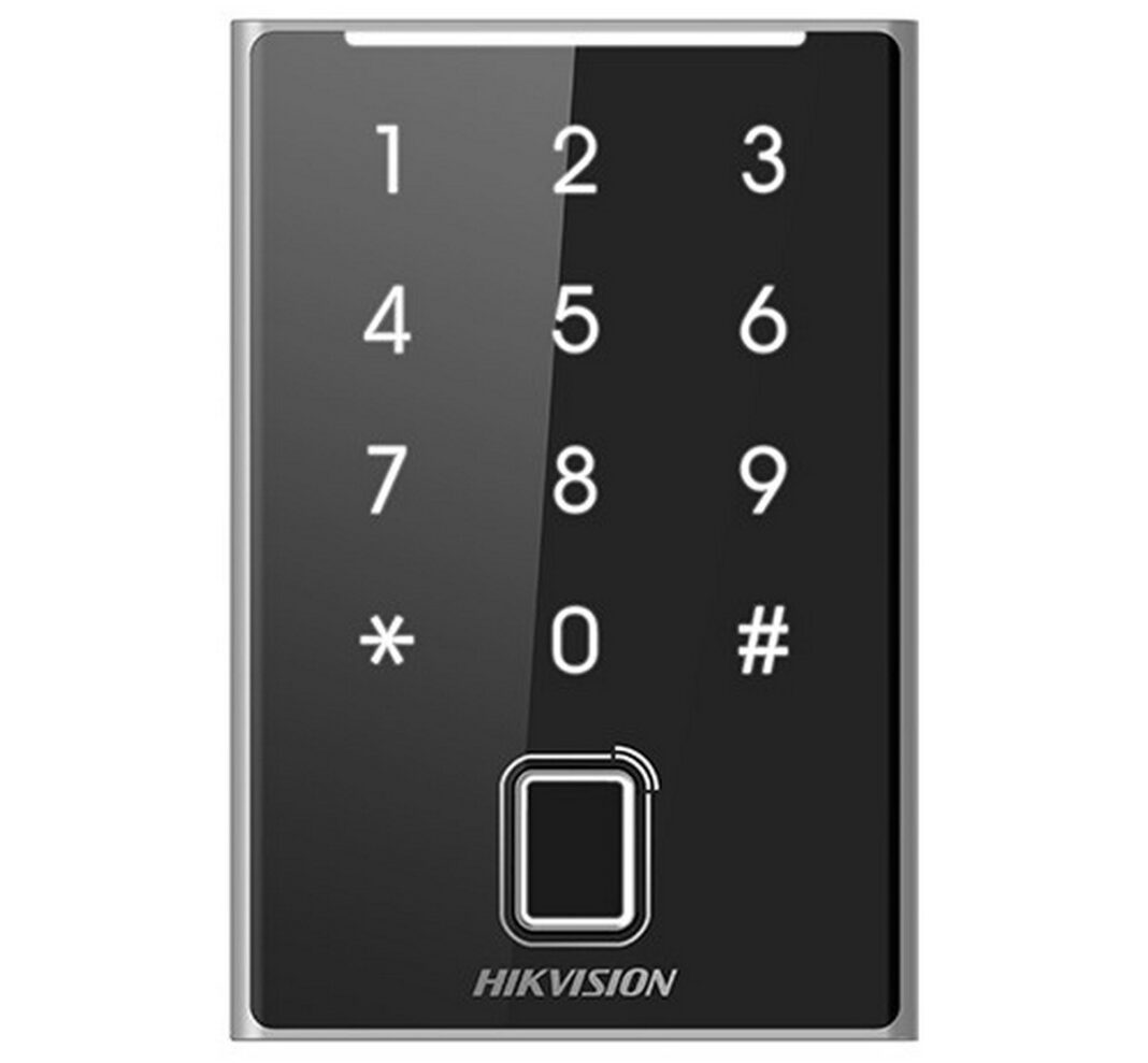 Cititor de proximitate Hikvision DS-K1109DKFB, Mifare, Bluetooth, Wiegand, tastatura, amprenta, IP65