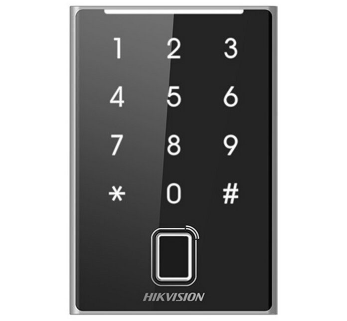 Cititor de proximitate Hikvision DS-K1109DKFB, Mifare, Bluetooth, Wiegand, tastatura, amprenta, IP65