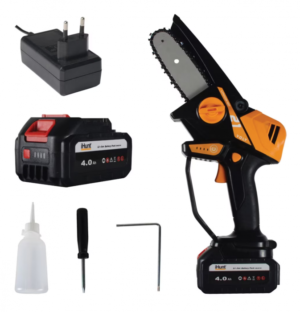 Kit Complet Mini Drujba electrica cu acumulator 4Ah inclus, iHunt Strong Chainsaw 21V Power, motor brushless, lama 10cm, viteza lant 9m s + incarcator Kit Complet Mini Drujba electrica cu acumulator 4Ah inclus, iHunt Strong Chainsaw 21V Power, motor brushless, lama 10cm, viteza lant 9m s + incarcator