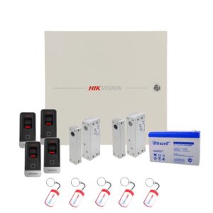 Sistem control acces Hikvision KIT-2UBACV2, amprenta, cartela, 13.56 KHz, acumulator, doua usi bidirectionale Sistem control acces Hikvision KIT-2UBACV2, amprenta, cartela, 13.56 KHz, acumulator, doua usi bidirectionale