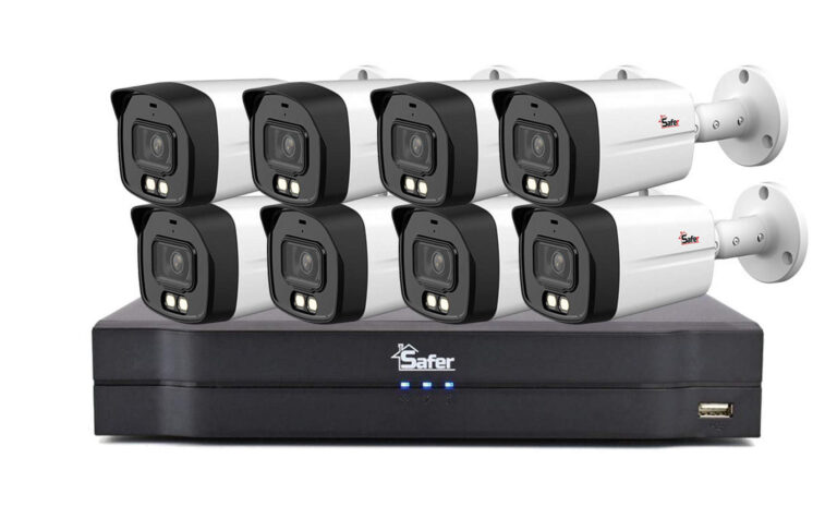 Kit de supraveghere exterior, DVR 16 canale, Audio prin HDCVI, 8x camera bullet 5MP, IR si LED 40m, Safer KIT-DVR16+8BP