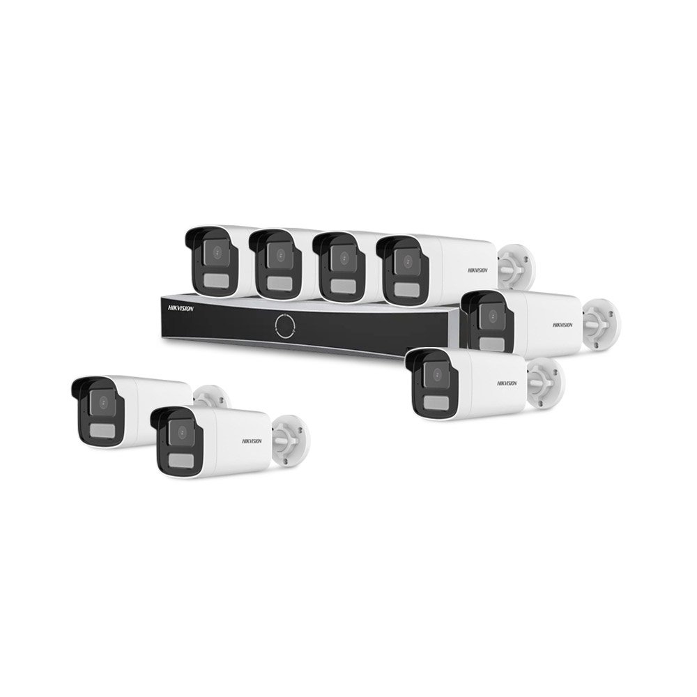 Sistem supraveghere IP exterior basic HikVision KIT-HIK-B8EXT2MP-CV50M-A-POE, 8 camere, 2 MP, 4 mm, IR/lumina alba 50 m, microfon, PoE Sistem supraveghere IP exterior basic HikVision KIT-HIK-B8EXT2MP-CV50M-A-POE, 8 camere, 2 MP, 4 mm, IR/lumina alba 50 m, microfon, PoE