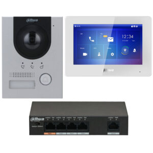 Kit videointerfon Dahua KTP04(S), 2MP, 7 inch, aparent, 1 familie, PoE, slot card Kit videointerfon Dahua KTP04(S), 2MP, 7 inch, aparent, 1 familie, PoE, slot card