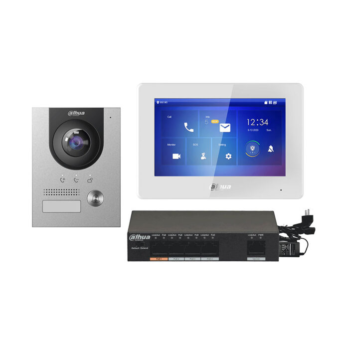 Kit videointerfon IP Dahua KTP04(F), 2 MP, 7 inch, IR, PoE, aparent Kit videointerfon IP Dahua KTP04(F), 2 MP, 7 inch, IR, PoE, aparent