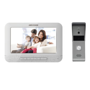 Kit videointerfon pe 4 fire Hikvision DS-KIS203T, 1 familie, 7 inch, aparent Kit videointerfon pe 4 fire Hikvision DS-KIS203T, 1 familie, 7 inch, aparent