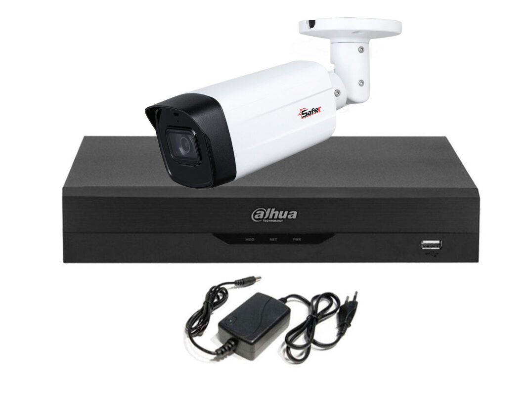 Sistem supraveghere 1 camera exterior 2 MP, IR 80m, DVR 4 canale, Audio, Dahua, KIT1EXTFHD20