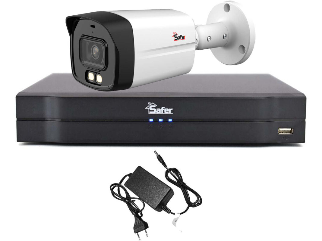Sistem supraveghere 1 camera exterior FULL HD, LED alb 40m, DVR 4 canale, Safer KIT1EXTFHD