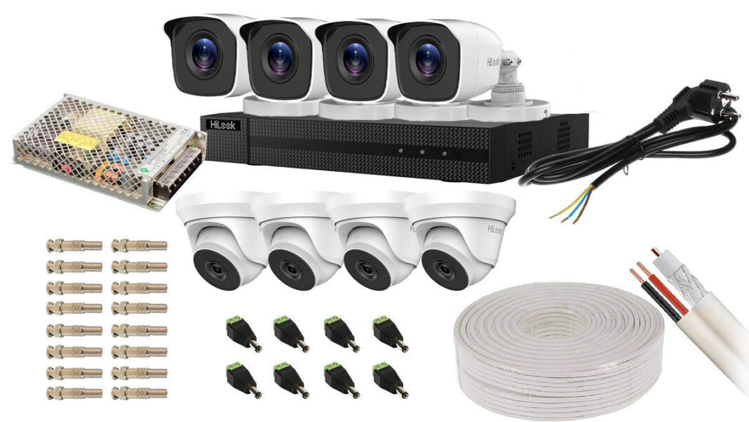 Kit de supraveghere Full HD, 2MP, IR 40, DVR 4 canale, sursa alimentare, Hikvision HiLook KIT8EXTHIK2MP-DVR-POS-ACC