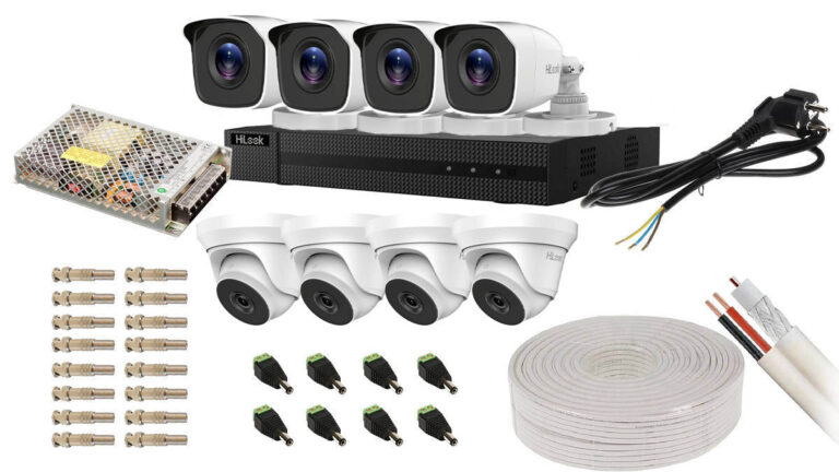 Kit de supraveghere Full HD, 2MP, IR 40, DVR 4 canale, sursa alimentare, Hikvision HiLook KIT8EXTHIK2MP-DVR-POS-ACC