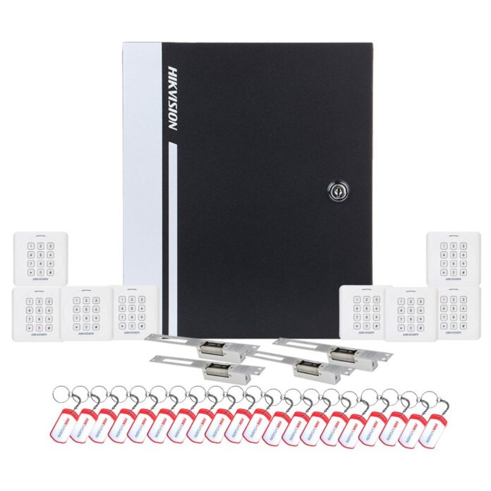 Sistem control acces Hikvision KIT-CA-4UBCC, cod, cartela, 13.56 KHz, patru usi bidirectionale Sistem control acces Hikvision KIT-CA-4UBCC, cod, cartela, 13.56 KHz, patru usi bidirectionale