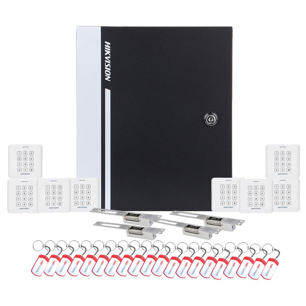 Sistem control acces Hikvision KIT-CA-4UBCC, cod, cartela, 13.56 KHz, patru usi bidirectionale Sistem control acces Hikvision KIT-CA-4UBCC, cod, cartela, 13.56 KHz, patru usi bidirectionale