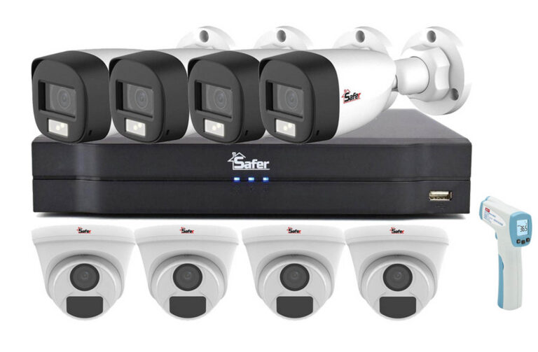 Kit de supraveghere mixt, Full HD, 2MP, IR si LED alb, DVR 8 canale, Functii AI, Safer KITSAF8X-BP2MP20F28-A