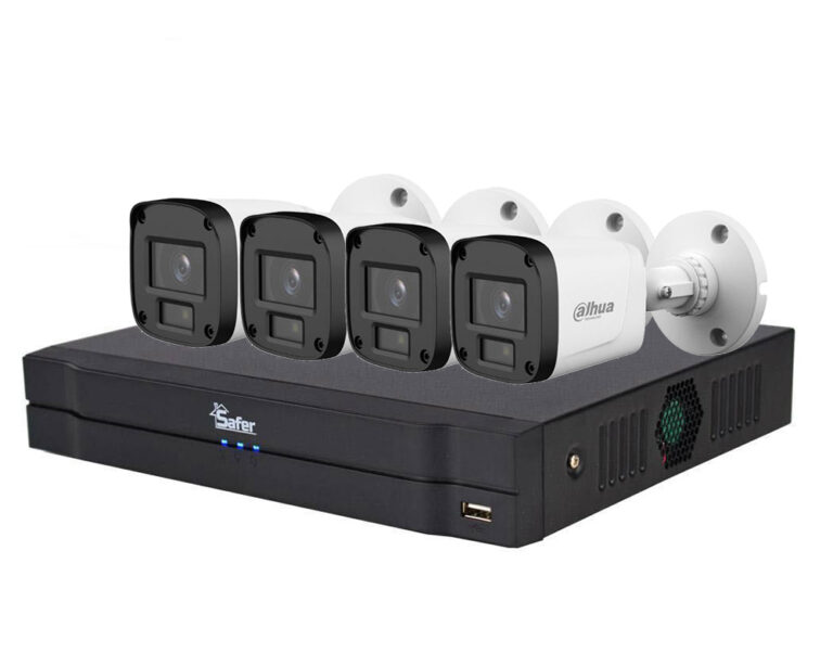 Kit supraveghere 4 camere 2MP FULL HD, lentila 2.8mm, IR 20 metri si DVR Pentabrid Safer, KITEXT4FULLHD