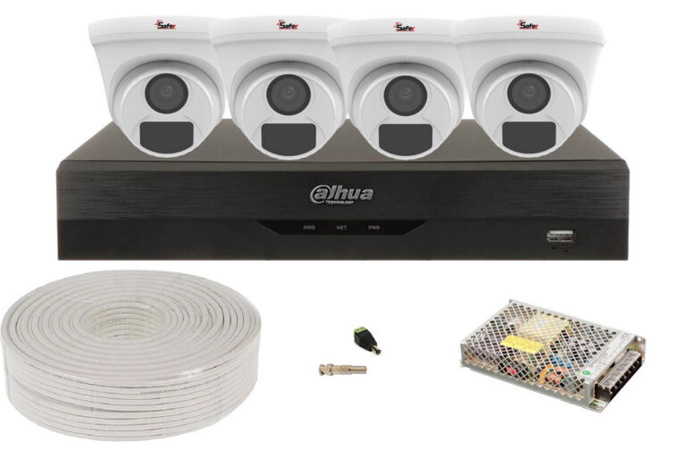 Kit supraveghere 4 camere Safer 2MP Full HD, IR 20 metri, DVR DAHUA, DH-4X1200EMP-A-1