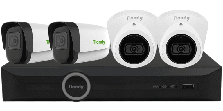 Kit supraveghere IP Starlight Tiandy, 4 camere 8MP 4K, Iluminare IR 30/50m, Microfon, PoE, NVR 8 canale, IP66, KIT-TN8MSTAR