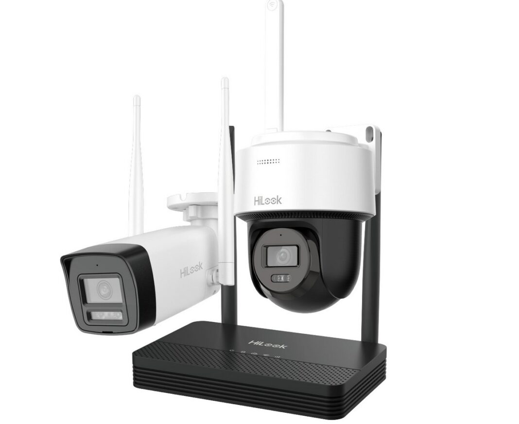 Kit supraveghere IP Wireless Hikvision HiLook EasyLink IKS-2042BPH-PH/W, 2x camere de 2MP, IR, slot microSD, NVR 4 canale, Audio