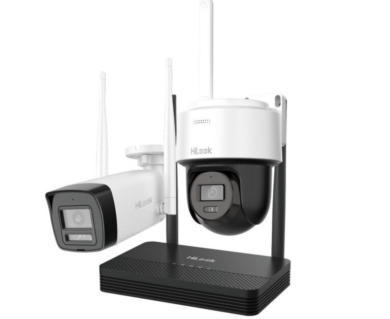 Kit supraveghere IP Wireless Hikvision HiLook EasyLink IKS-2042BPH-PH/W, 2x camere de 2MP, IR, slot microSD, NVR 4 canale, Audio