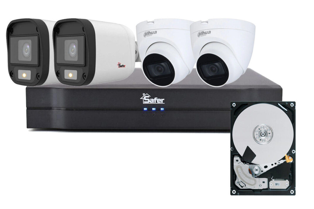 Kit mixt de supraveghere video, 4 camere, 5 MP, DVR 4 canale, HDD 2 TB, Safer KITSAF4X-5MP2028UHDDMX