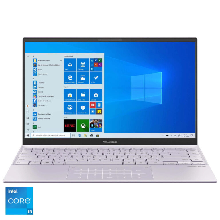 Laptop ASUS ZenBook 14 UX425EA-KI574T, Intel Core i5-1135G7, 14 inch, Full HD, 8GB, 512GB SSD, Intel Iris Xe Graphics, Windows 10 Home, Lilac Mist