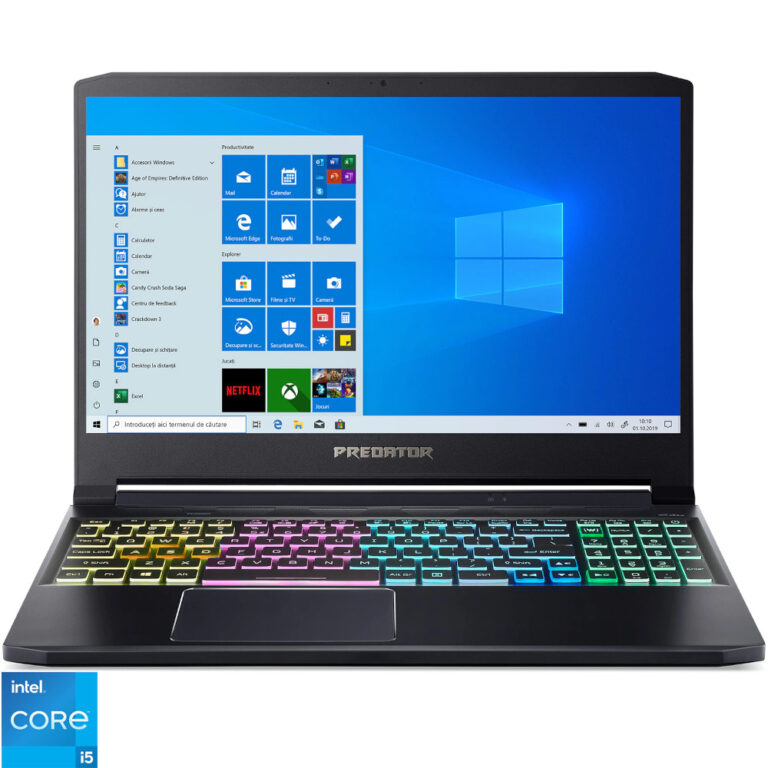 Laptop Gaming Acer Predator Triton 300 PT315-53, 15.6 inch, Full HD, 144Hz, Intel Core i5-11400H, 16GB, 1TB SSD, Nvidia GeForce RTX 3060, Windows 10 Home, Negru