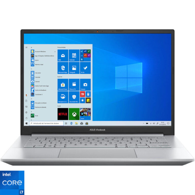Laptop ultraportabil ASUS Vivobook Pro K3400PH, 14 inch, 2.8K, Intel Core i7-11370H, 8GB, 512GB SSD, NVIDIA GeForce GTX 1650, Windows 10 Home, Cool Silver