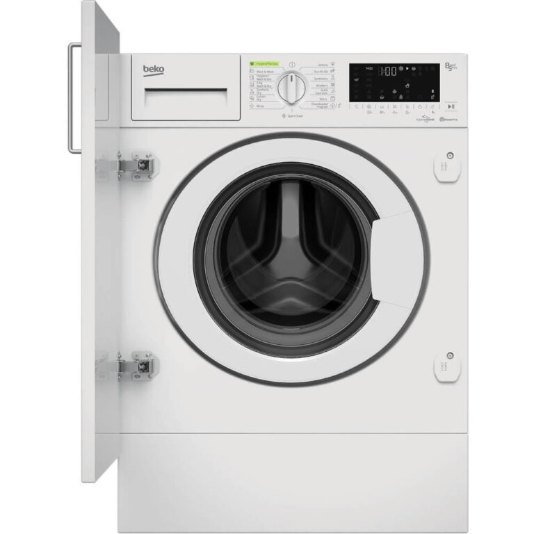 Masina de spalat rufe cu uscator incorporabila Beko HITV8736B0HT, 1400 RPM, 8 kg spalare, 5 kg uscare, 15 programe, Clasa D, Alb