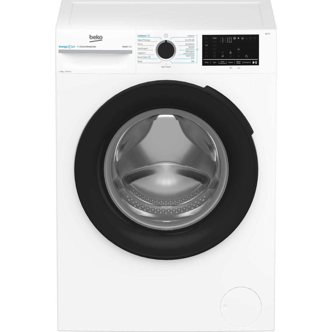 Masina de spalat rufe Beko BM3WFSU48415WB, 1400 RPM, 8 kg, Child Lock, Amanare pornire, EnergySpin, SteamCure, ProSmart Inverter, Alb, Clasa A
