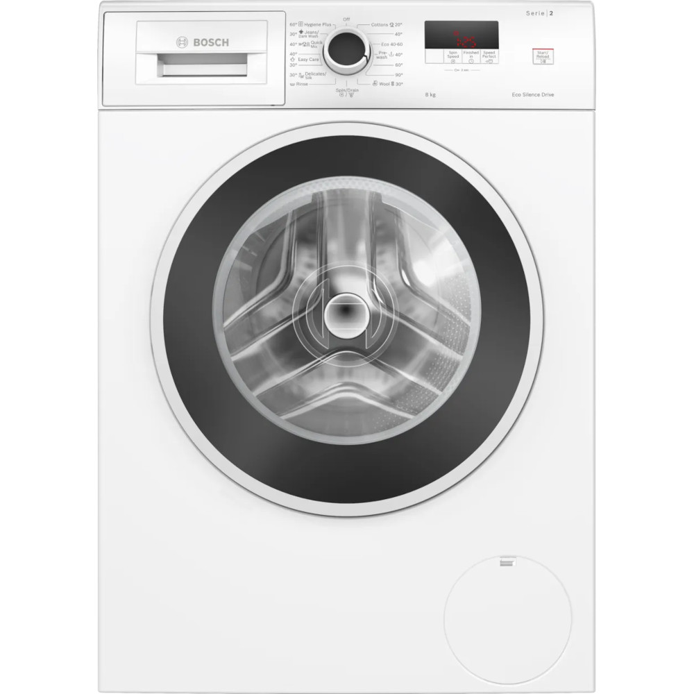 Masina de spalat rufe Bosch WGE03200BY, 8 kg, 1200 RPM, Protectie impotriva acces copii, EcoSilence Drive, Speed Perfect, Functie reload, Alb, Clasa A Masina de spalat rufe Bosch WGE03200BY, 8 kg, 1200 RPM, Protectie impotriva acces copii, EcoSilence Drive, Speed Perfect, Functie reload, Alb, Clasa A