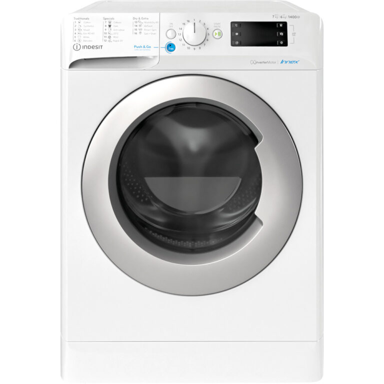 Masina de spalat rufe cu uscator Indesit BDE 761483X WS EE N, 1400 RPM, 7 kg spalare, 6 kg uscare, Clasa D, (clasificare energetica veche Clasa  A)