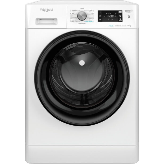Masina de spalat rufe Whirlpool FFB 10469 BV EE, 1400 RPM, 10 kg, Clasa A, Steam Refresh, Tehnologia al-6lea Simt, Motor Inverter, Alb/Negru Masina de spalat rufe Whirlpool FFB 10469 BV EE, 1400 RPM, 10 kg, Clasa A, Steam Refresh, Tehnologia al-6lea Simt, Motor Inverter, Alb/Negru