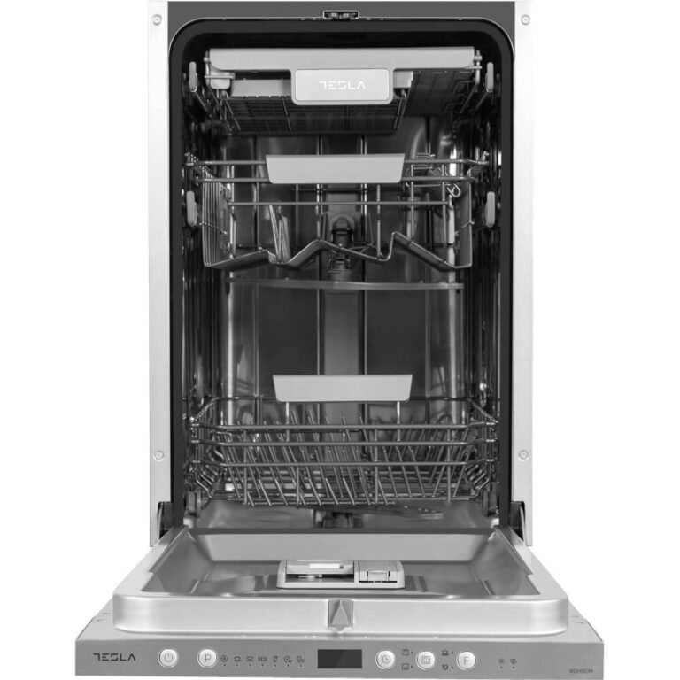 Masina de spalat vase incorporabila Tesla WDI490M, 10 seturi, 7 programe, Aqua-Stop, Clasa  E, Inox
