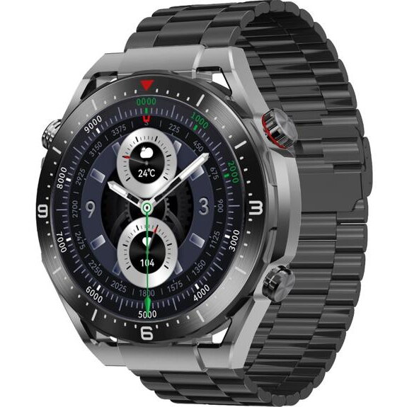 Smartwatch Maxcom Ecowatch ECO1 EW01, Bluetooth, GPS, Busola, Asistent Vocal, Waterproof IP67 (Negru)