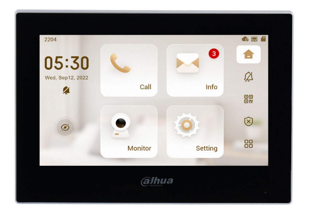 Monitor interior videointerfon IP Dahua VTH2621G-P, aparent, ecran 7 inch TFT, Audio bidirectional, Alarma, PoE, negru