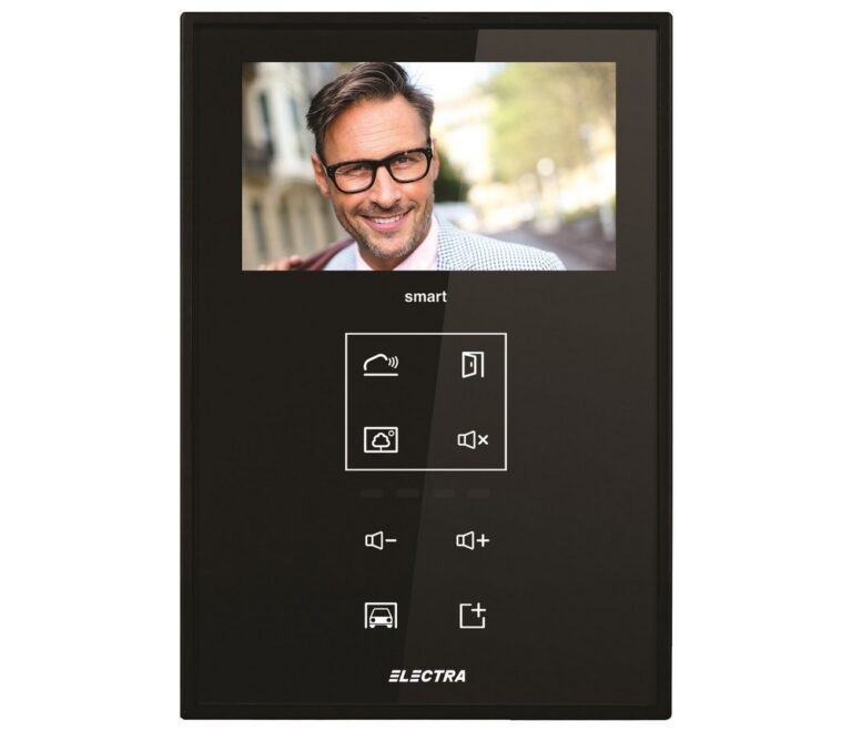 Monitor videointerfon de interior, 4.3 inch, Smart LCD color, taste touch, negru, montaj aparent, IP 31, Electra VTM.4S083.ELBTL
