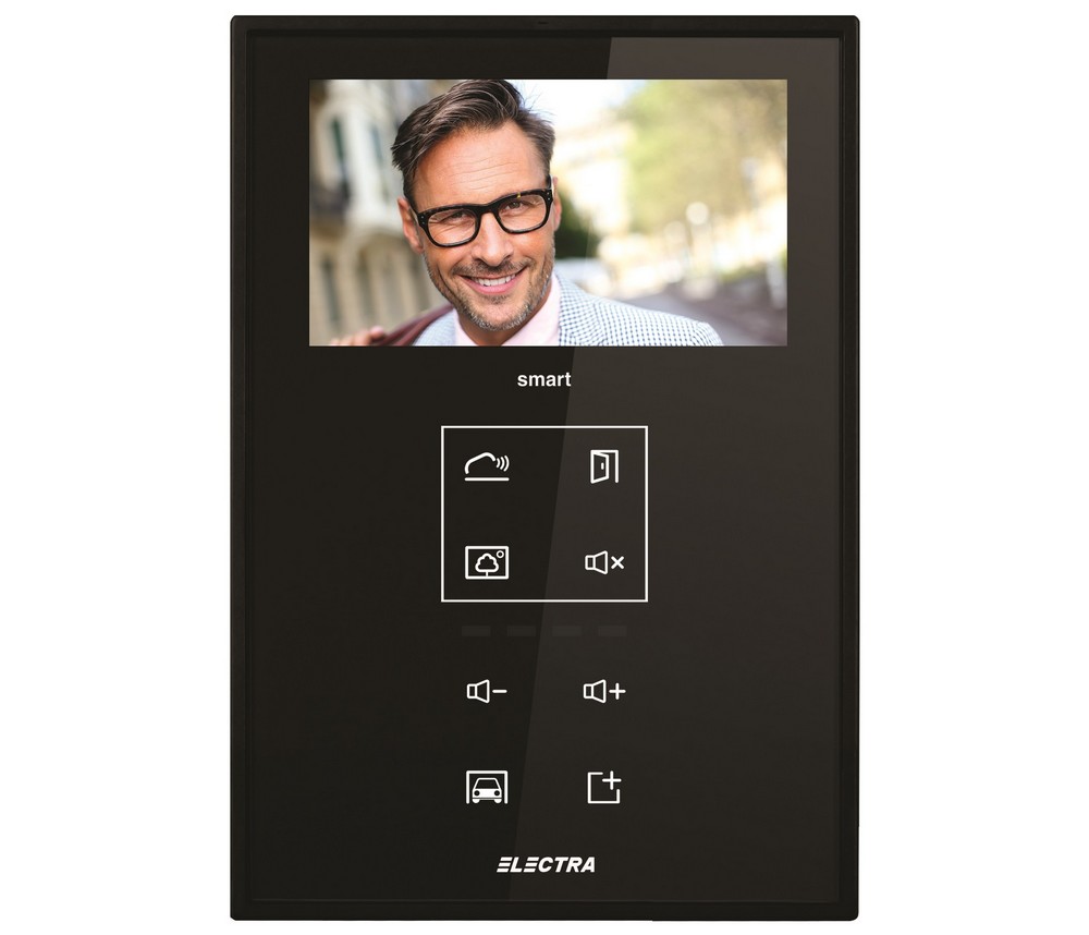 Monitor videointerfon de interior, 4.3 inch, Smart LCD color, taste touch, negru, montaj aparent, IP 31, Electra VTM.4S083.ELBTL Monitor videointerfon de interior, 4.3 inch, Smart LCD color, taste touch, negru, montaj aparent, IP 31, Electra VTM.4S083.ELBTL