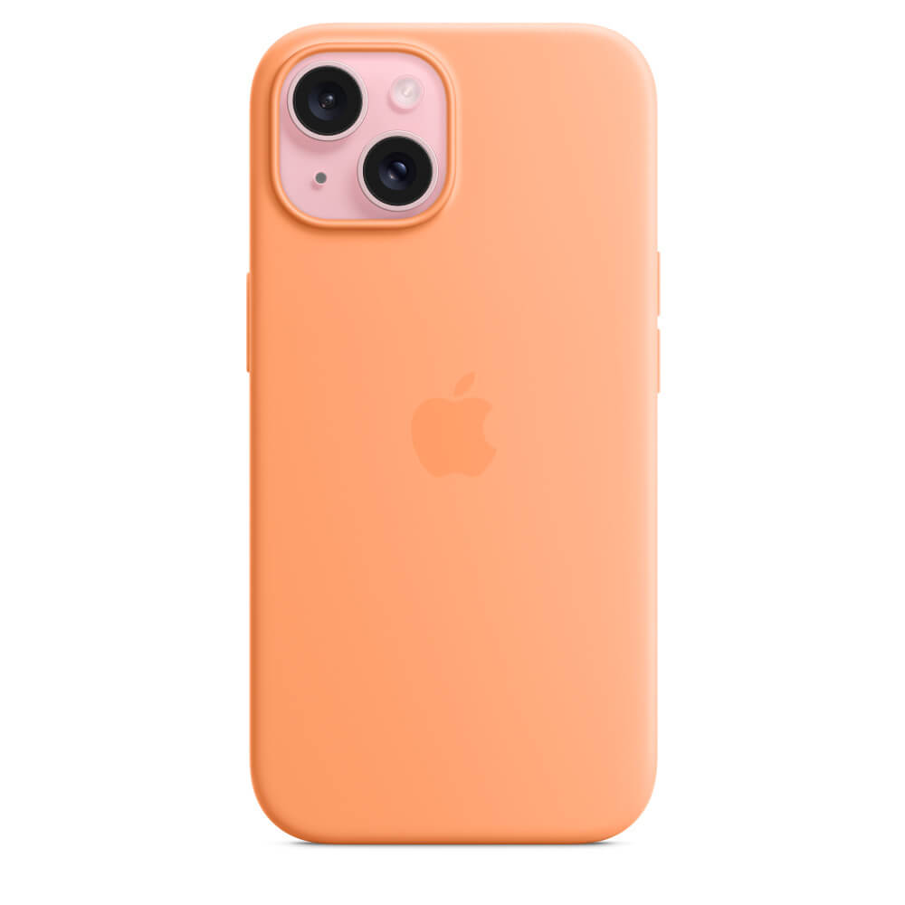 Husa de protectie Apple Silicone Case with MagSafe pentru iPhone 15 Plus, Orange Sorbet Husa de protectie Apple Silicone Case with MagSafe pentru iPhone 15 Plus, Orange Sorbet