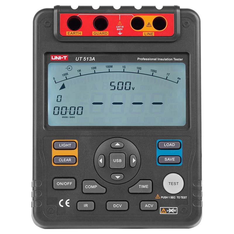 Multimetru digital UNI-T UT513A, 600V, 18 citiri, iesire USB, rezistenta la izolatie, indicator stare baterie