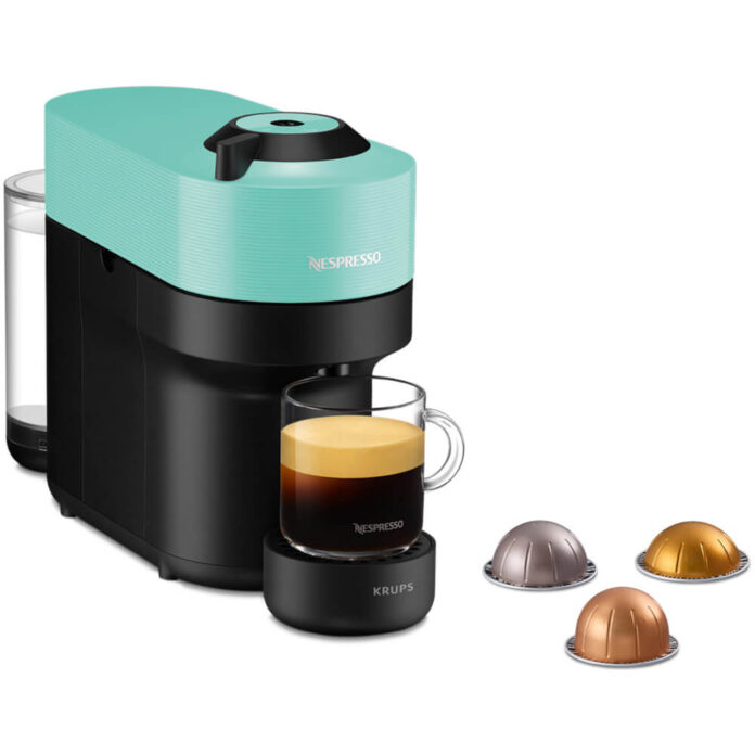 Espressor cu capsule Nespresso Krups Vertuo Pop XN920410, 1500 W, 0.56 L, Tehnologie Centrifuzie, 4 setari pentru capacitate, Aqua Mint Espressor cu capsule Nespresso Krups Vertuo Pop XN920410, 1500 W, 0.56 L, Tehnologie Centrifuzie, 4 setari pentru capacitate, Aqua Mint