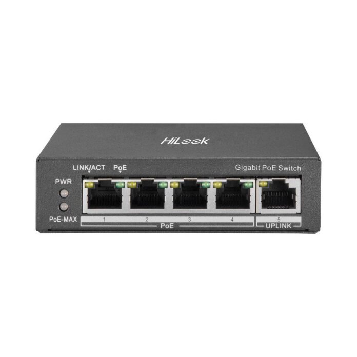 Switch PoE cu 4 porturi HikVision HiLook NS-0505P-35, 10/100/1000 Mbps, 10 Gbps, 7.44 Mpps, MAC 2K, fara management Switch PoE cu 4 porturi HikVision HiLook NS-0505P-35, 10/100/1000 Mbps, 10 Gbps, 7.44 Mpps, MAC 2K, fara management